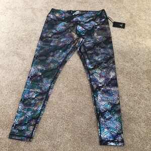 NWT! REFLEX size L black metallic multi leggings